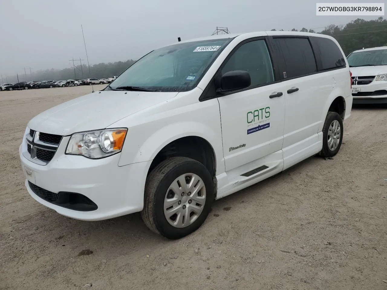 Auction sale of the 2019 Dodge Caravan , vin: 2C7WDGBG3KR798894, lot number: 51659764