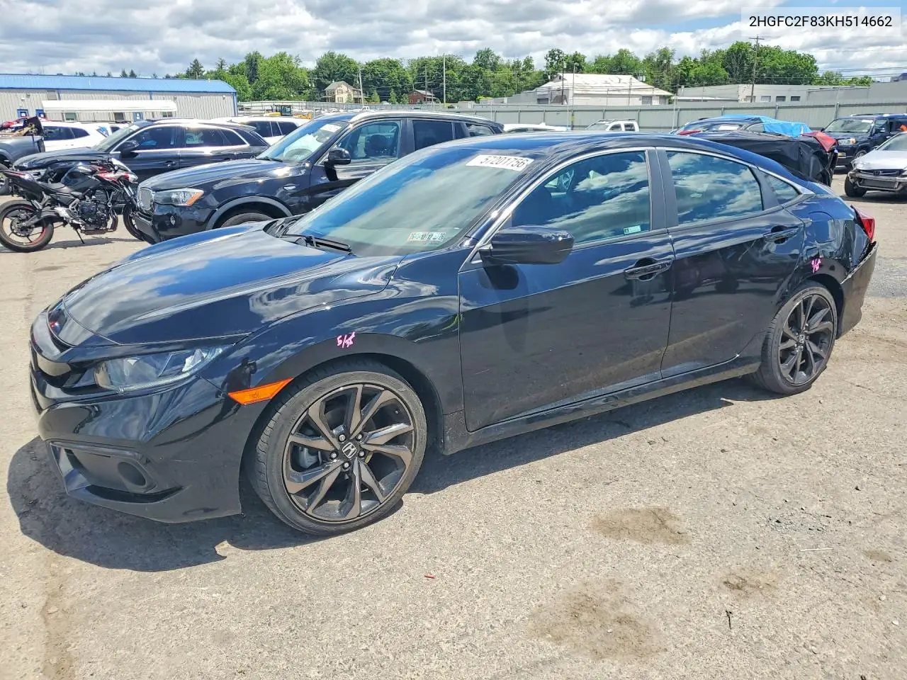 Auction sale of the 2019 Honda Civic , vin: 2HGFC2F83KH514662, lot number: 57201756