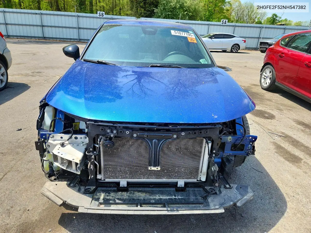 Auction sale of the 2022 Honda Civic , vin: 2HGFE2F52NH547382, lot number: 51077196