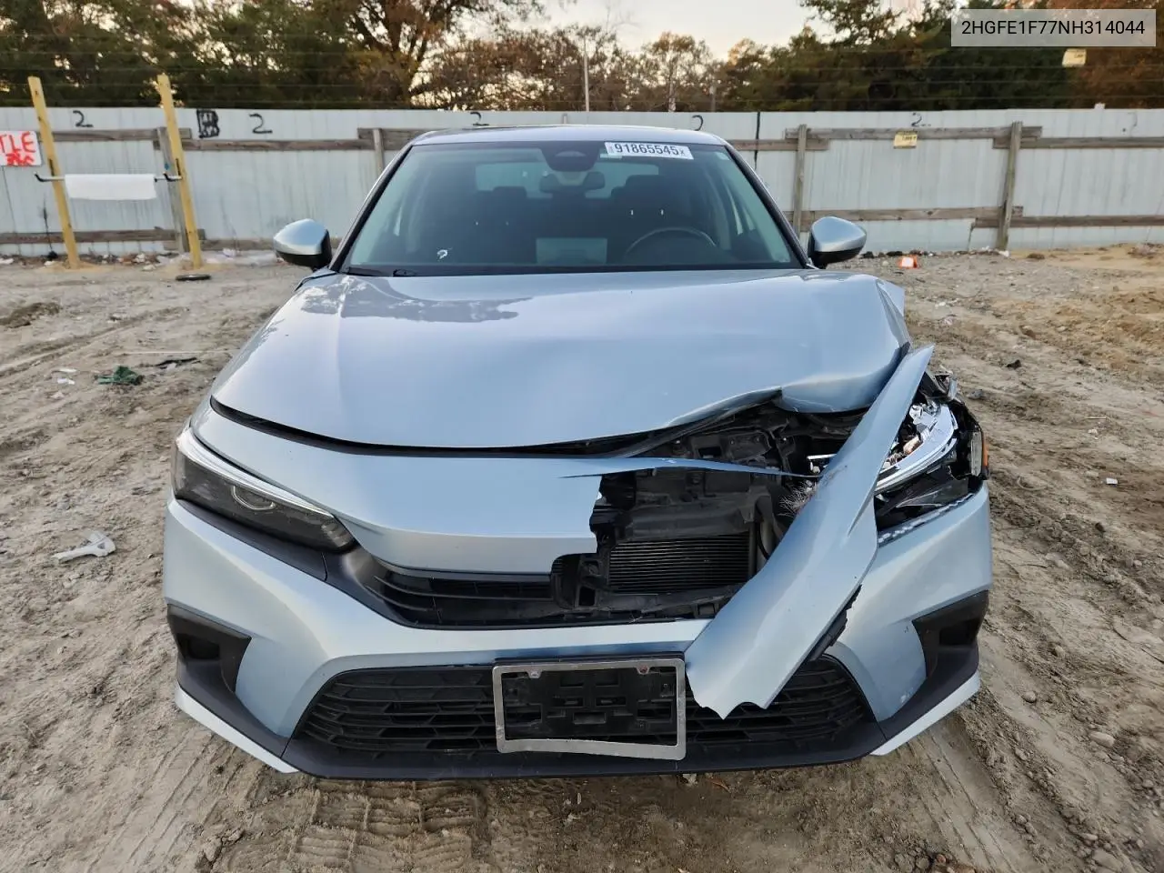 Auction sale of the 2022 Honda Civic , vin: 2HGFE1F77NH314044, lot number: 91865545