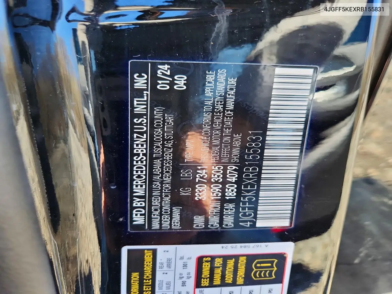 Auction sale of the 2024 Mercedes Benz GLS klasse , vin: 4JGFF5KEXRB155831, lot number: 48769756