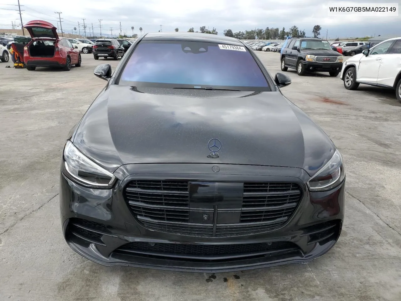 Auction sale of the 2021 Mercedes Benz S klasse , vin: W1K6G7GB5MA022149, lot number: 45179384
