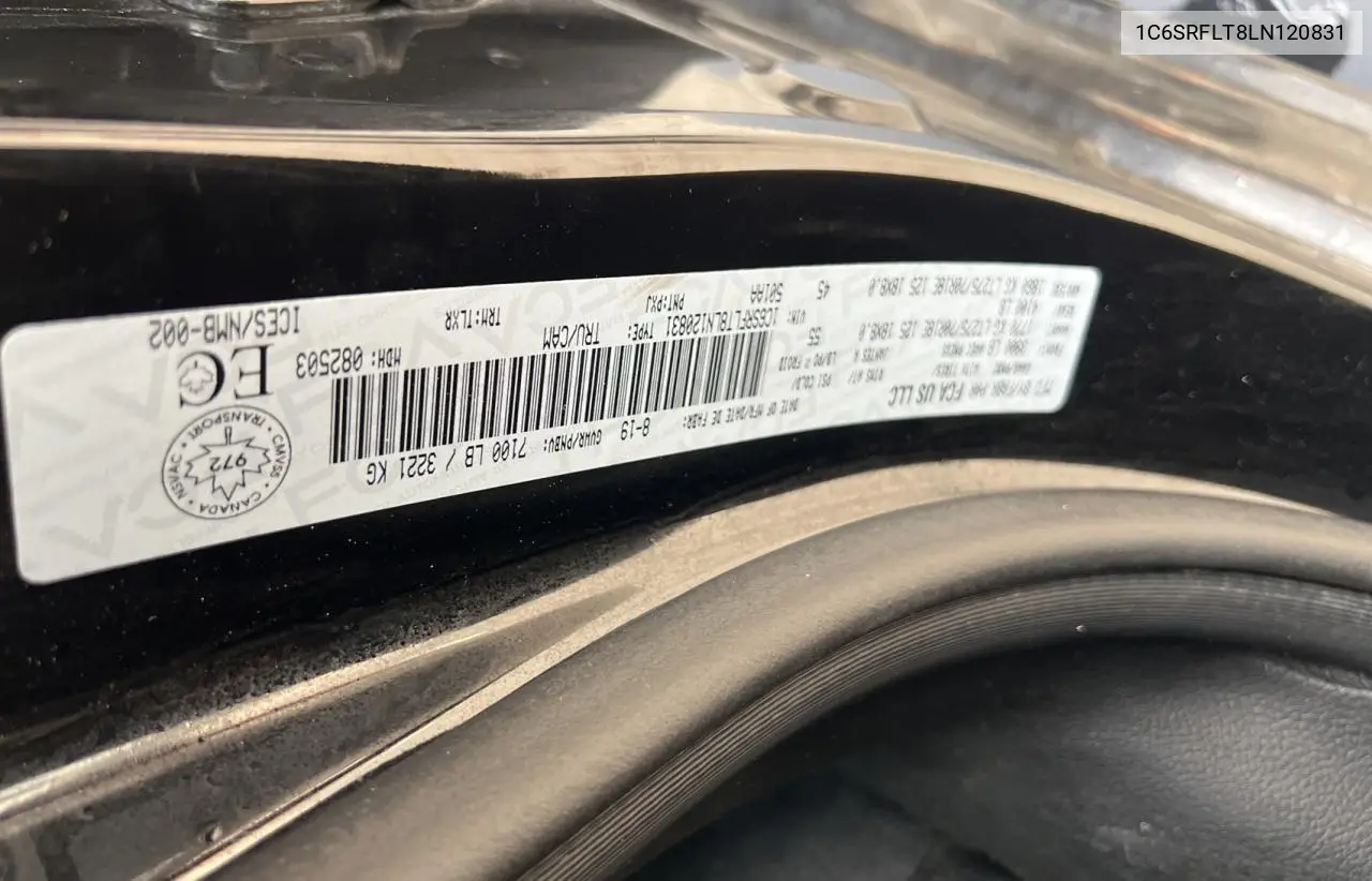 Auction sale of the 2020 RAM 1500 , vin: 1C6SRFLT8LN120831, lot number: 55529085