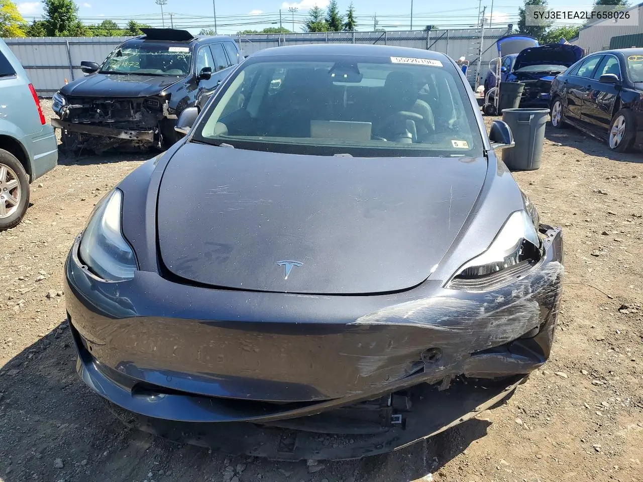 Auction sale of the 2020 Tesla Model 3 , vin: 5YJ3E1EA2LF658026, lot number: 55226196