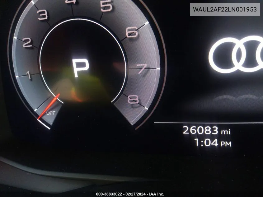 Auction sale of the 2020 Audi A6 , vin: WAUL2AF22LN001953, lot number: 38833022