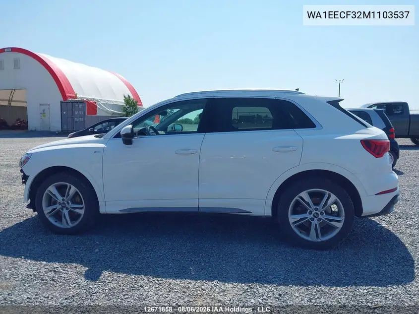 Auction sale of the 2021 Audi Q3 , vin: WA1EECF32M1103537, lot number: 12671858