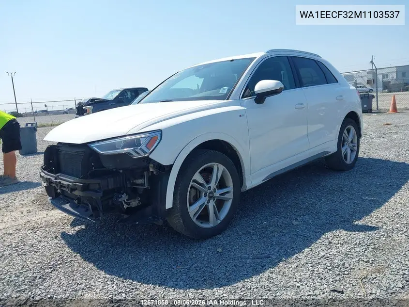 Auction sale of the 2021 Audi Q3 , vin: WA1EECF32M1103537, lot number: 12671858