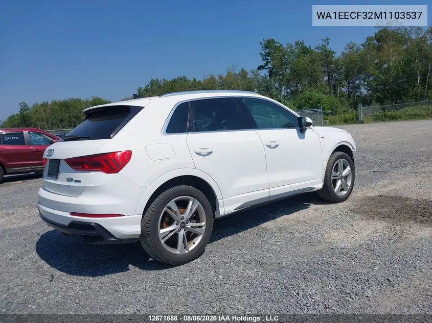 Auction sale of the 2021 Audi Q3 , vin: WA1EECF32M1103537, lot number: 12671858