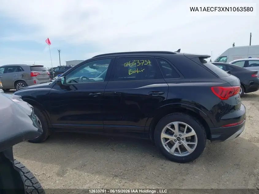 Auction sale of the 2022 Audi Q3 , vin: WA1AECF3XN1063580, lot number: 12633751