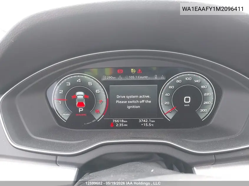 Auction sale of the 2021 Audi Q5 , vin: WA1EAAFY1M2096411, lot number: 12599682