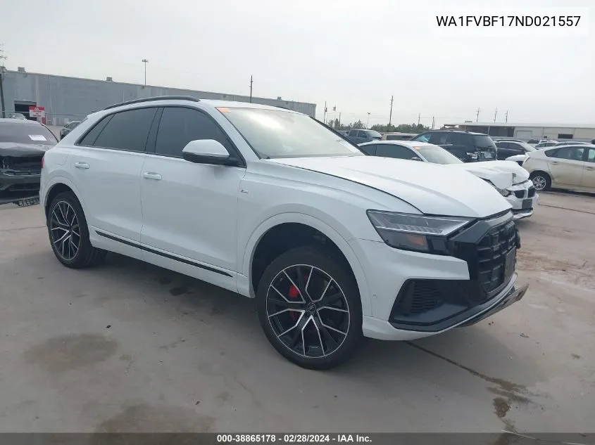Auction sale of the 2022 Audi Q8 , vin: WA1FVBF17ND021557, lot number: 38865178