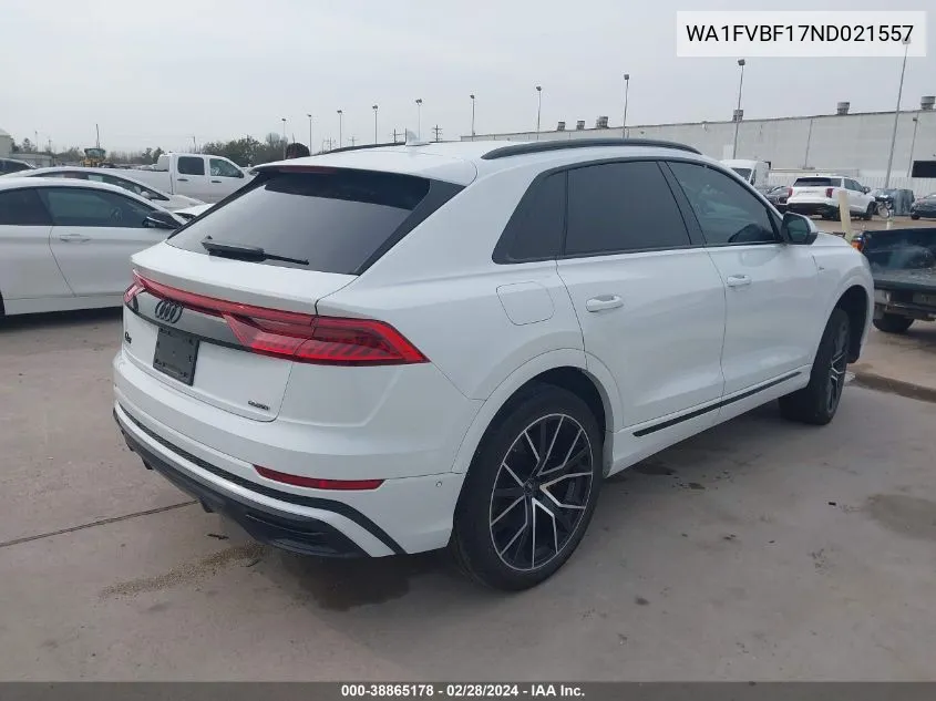 Auction sale of the 2022 Audi Q8 , vin: WA1FVBF17ND021557, lot number: 38865178
