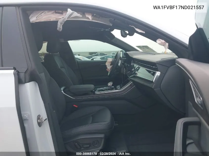 Auction sale of the 2022 Audi Q8 , vin: WA1FVBF17ND021557, lot number: 38865178