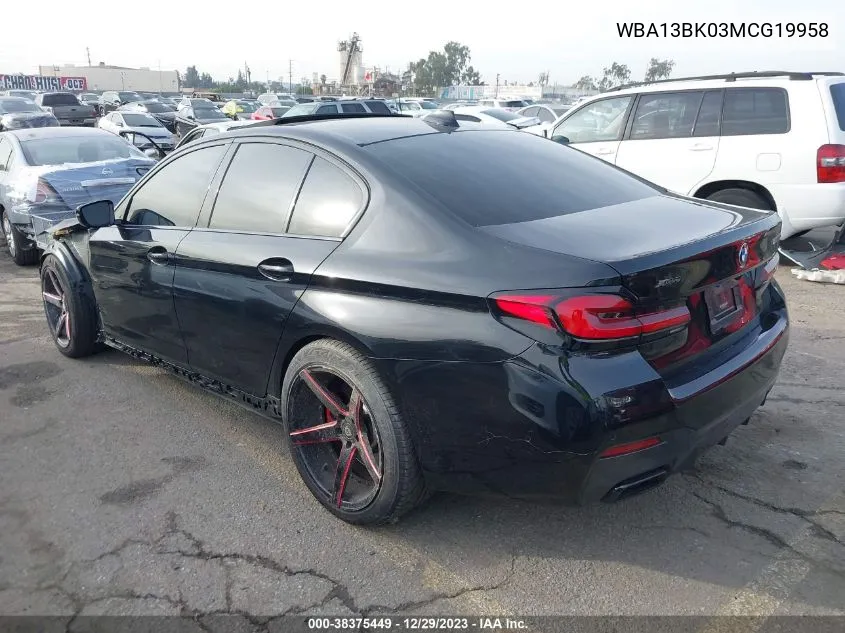 Auction sale of the 2021 BMW 5er , vin: WBA13BK03MCG19958, lot number: 38375449
