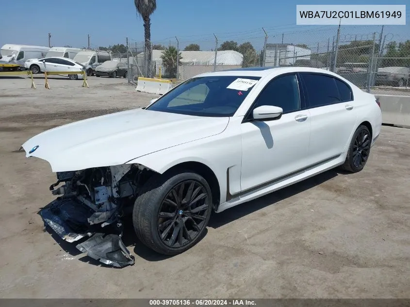 Auction sale of the 2020 BMW 7er , vin: WBA7U2C01LBM61949, lot number: 39705136
