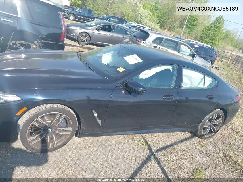 Auction sale of the 2022 BMW 8er , vin: WBAGV4C0XNCJ55189, lot number: 44950365