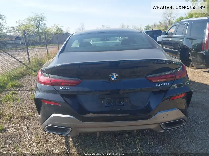 Auction sale of the 2022 BMW 8er , vin: WBAGV4C0XNCJ55189, lot number: 44950365