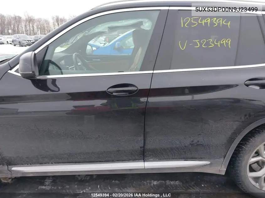 Auction sale of the 2022 BMW X3 , vin: 5UX53DP00N9J23499, lot number: 12549394