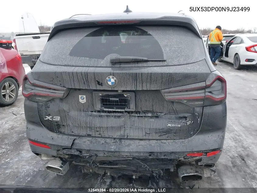 Auction sale of the 2022 BMW X3 , vin: 5UX53DP00N9J23499, lot number: 12549394