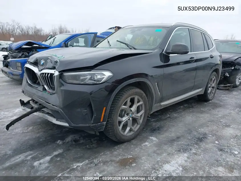 Auction sale of the 2022 BMW X3 , vin: 5UX53DP00N9J23499, lot number: 12549394