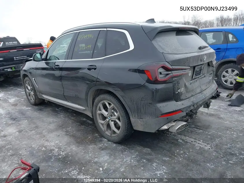 Auction sale of the 2022 BMW X3 , vin: 5UX53DP00N9J23499, lot number: 12549394
