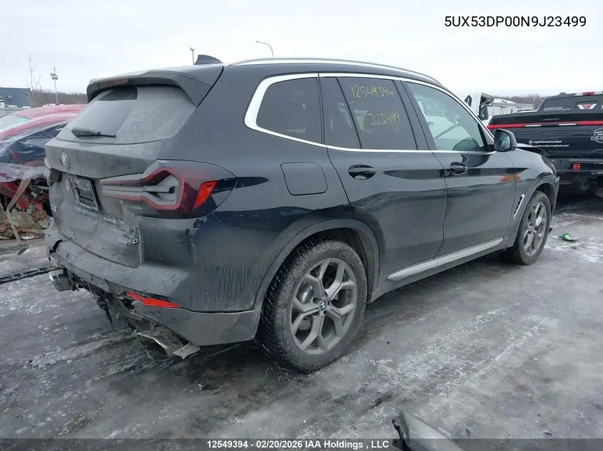 Auction sale of the 2022 BMW X3 , vin: 5UX53DP00N9J23499, lot number: 12549394