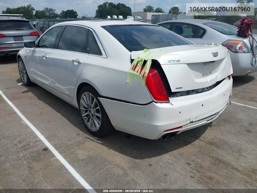 Auction sale of the 2016 Cadillac CT6 , vin: 1G6KK5R62GU167960, lot number: 45956395