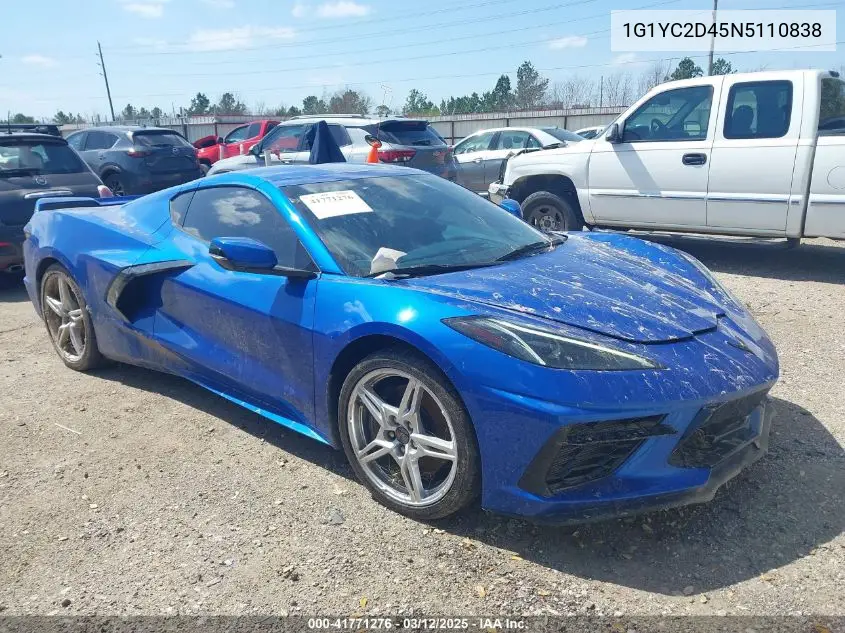 Auction sale of the 2022 Chevrolet Corvette , vin: 1G1YC2D45N5110838, lot number: 41771276