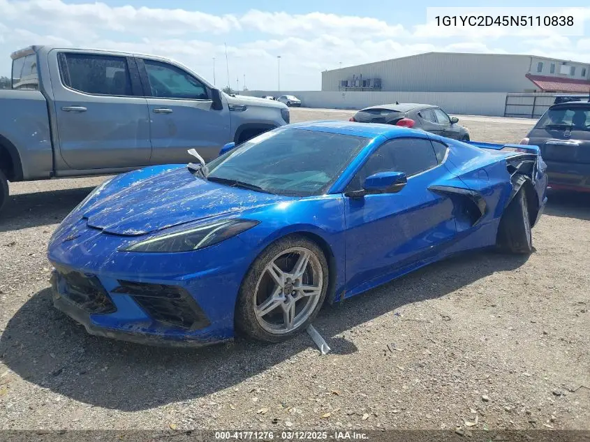 Auction sale of the 2022 Chevrolet Corvette , vin: 1G1YC2D45N5110838, lot number: 41771276