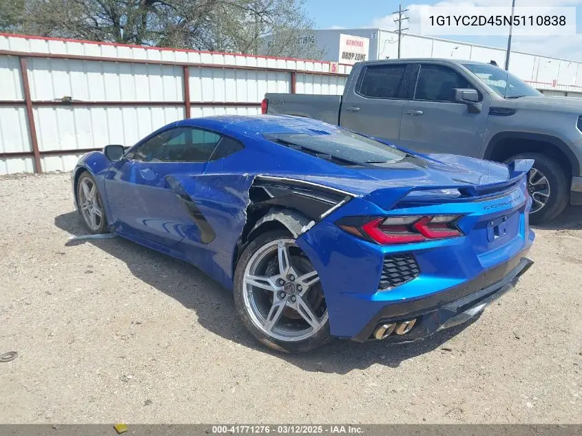 Auction sale of the 2022 Chevrolet Corvette , vin: 1G1YC2D45N5110838, lot number: 41771276