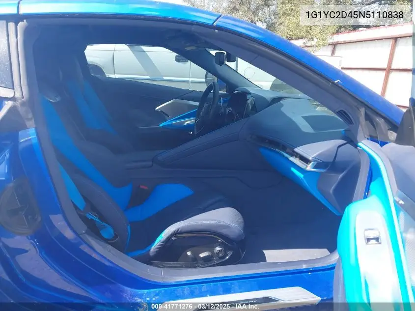 Auction sale of the 2022 Chevrolet Corvette , vin: 1G1YC2D45N5110838, lot number: 41771276