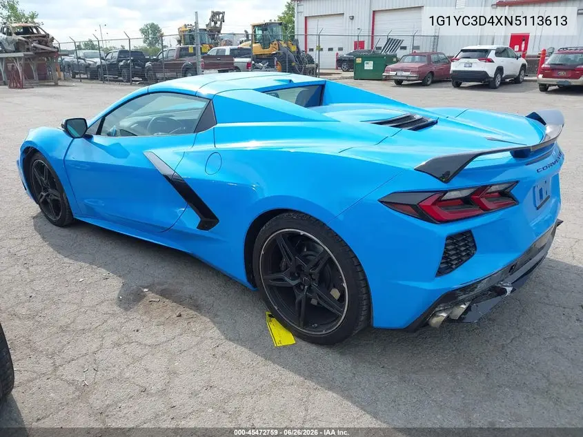 Auction sale of the 2022 Chevrolet Corvette , vin: 1G1YC3D4XN5113613, lot number: 45472759