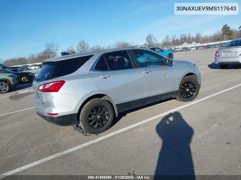 Auction sale of the 2021 Chevrolet Equinox , vin: 3GNAXUEV9MS117643, lot number: 41406595