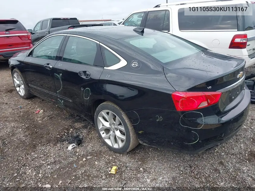 Auction sale of the 2019 Chevrolet Impala , vin: 1G1105S30KU113167, lot number: 44979209