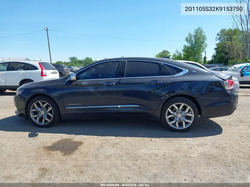Auction sale of the 2019 Chevrolet Impala , vin: 2G1105S32K9153750, lot number: 45266206