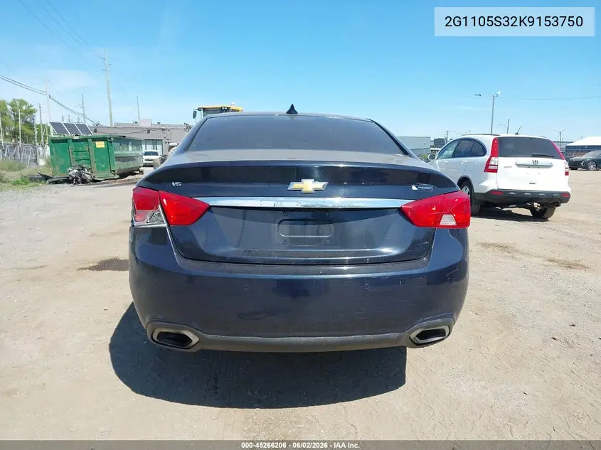 Auction sale of the 2019 Chevrolet Impala , vin: 2G1105S32K9153750, lot number: 45266206