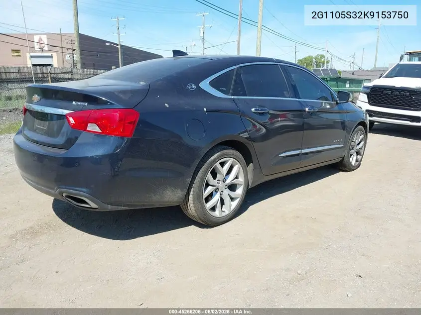 Auction sale of the 2019 Chevrolet Impala , vin: 2G1105S32K9153750, lot number: 45266206