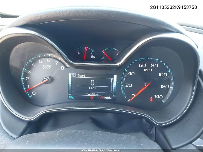 Auction sale of the 2019 Chevrolet Impala , vin: 2G1105S32K9153750, lot number: 45266206