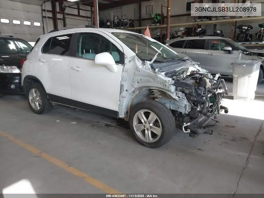 Auction sale of the 2020 Chevrolet Trax , vin: 3GNCJLSB3LL208978, lot number: 43633467