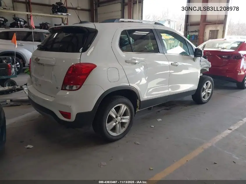 Auction sale of the 2020 Chevrolet Trax , vin: 3GNCJLSB3LL208978, lot number: 43633467