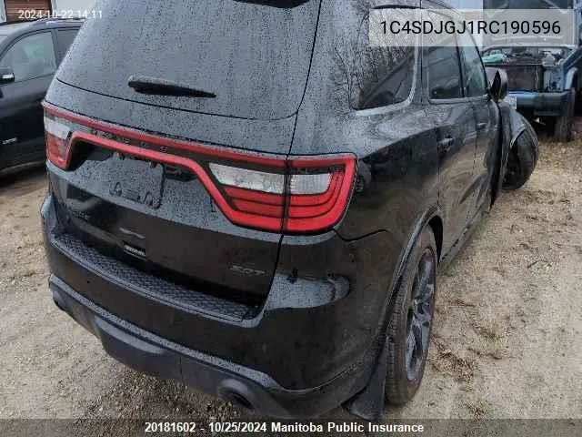 Auction sale of the 2024 Dodge Durango , vin: 1C4SDJGJ1RC190596, lot number: 20181602