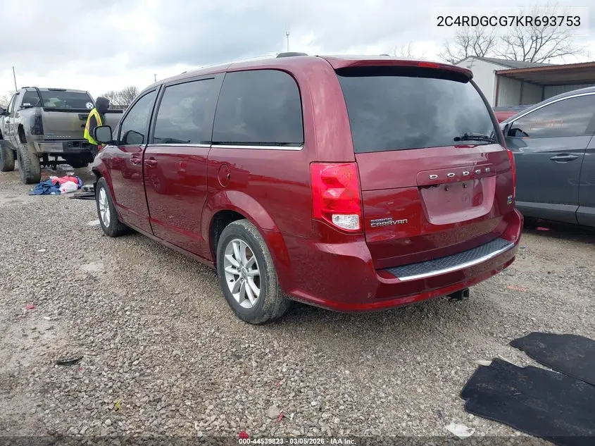 Auction sale of the 2019 Dodge Caravan , vin: 2C4RDGCG7KR693753, lot number: 44539823