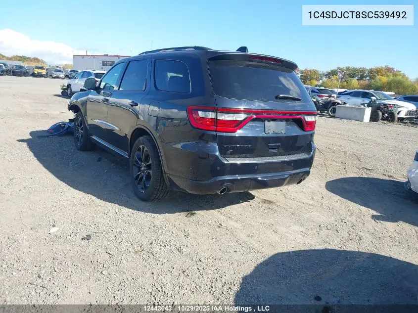 Auction sale of the 2025 Dodge Durango , vin: 1C4SDJCT8SC539492, lot number: 12443043