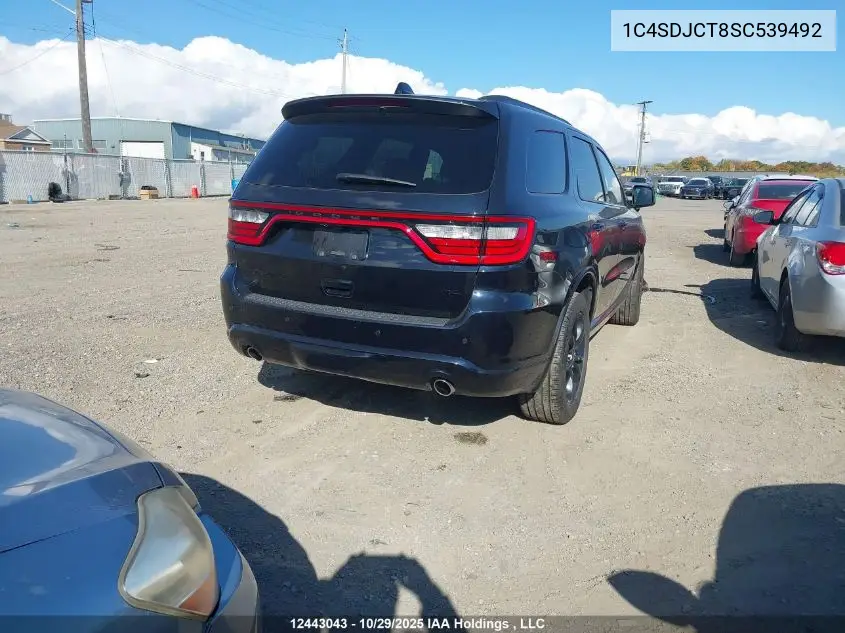 Auction sale of the 2025 Dodge Durango , vin: 1C4SDJCT8SC539492, lot number: 12443043