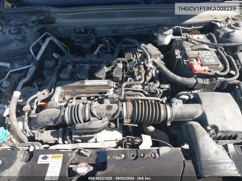 Auction sale of the 2019 Honda Accord , vin: 1HGCV1F13KA008239, lot number: 40221025