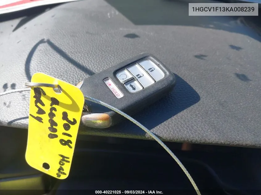 Auction sale of the 2019 Honda Accord , vin: 1HGCV1F13KA008239, lot number: 40221025