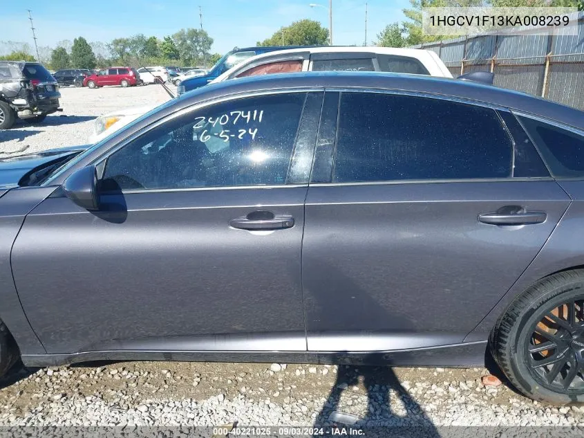 Auction sale of the 2019 Honda Accord , vin: 1HGCV1F13KA008239, lot number: 40221025