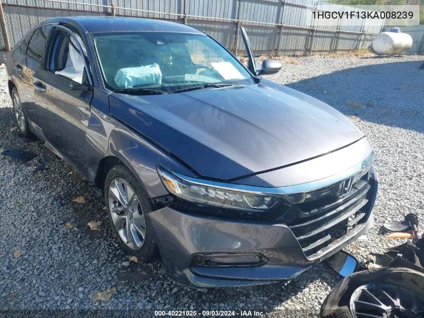 Auction sale of the 2019 Honda Accord , vin: 1HGCV1F13KA008239, lot number: 40221025
