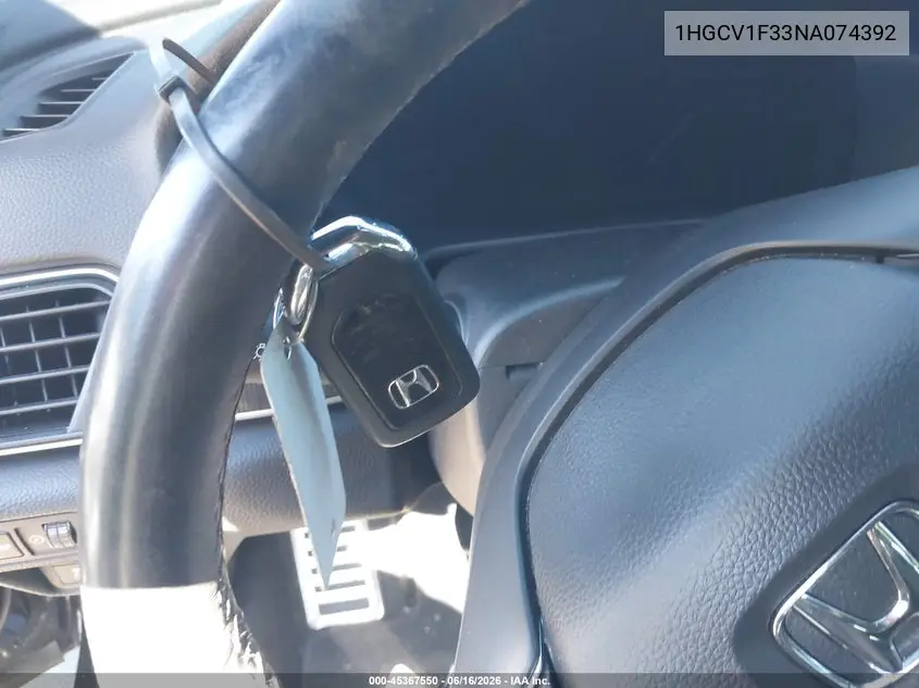 Auction sale of the 2022 Honda Accord , vin: 1HGCV1F33NA074392, lot number: 45367550