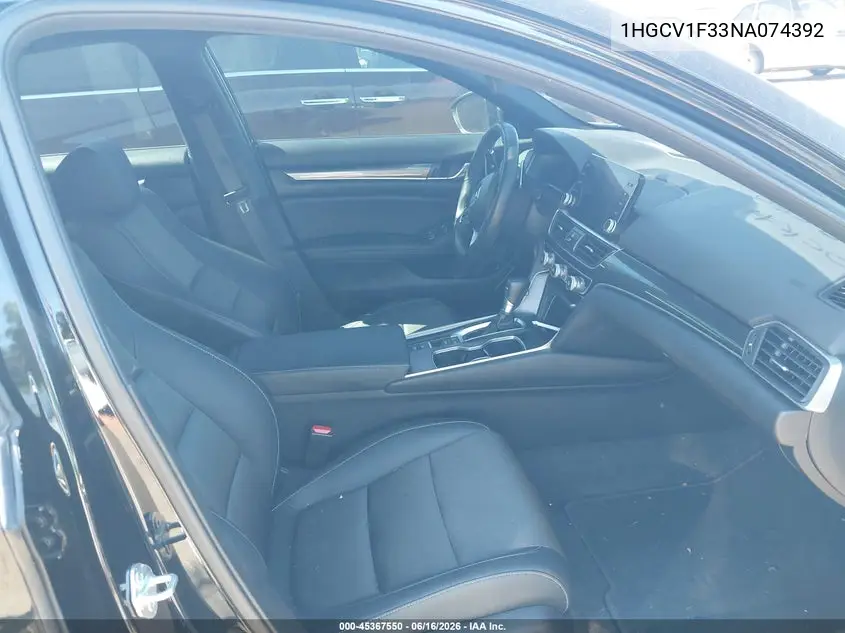 Auction sale of the 2022 Honda Accord , vin: 1HGCV1F33NA074392, lot number: 45367550